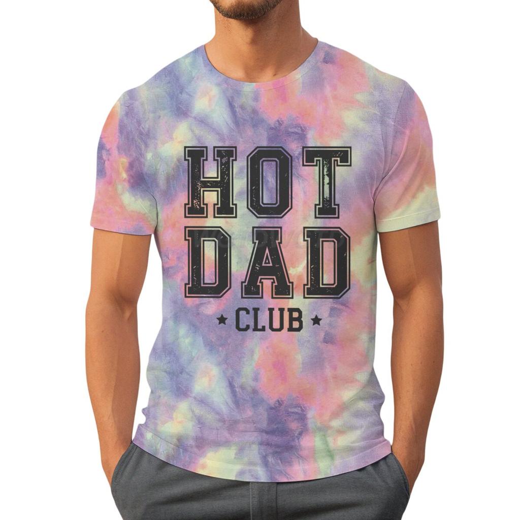 Футболки Hot Dad Club для мужчин Летние футболки с коротким рукавом День отца Классические топы Тай-дай Мужская одежда Круглый вырез Папа Повседневные топы