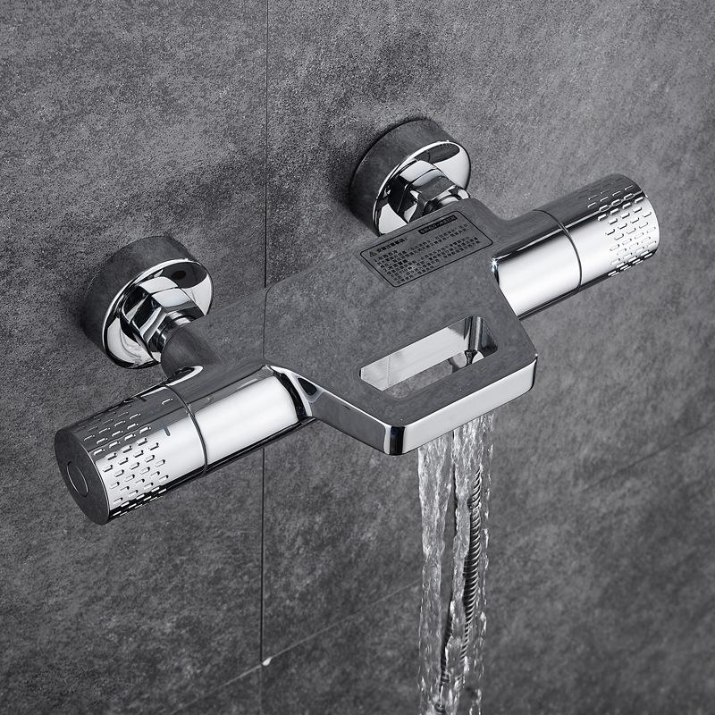 New Chrome Bathroom Shower Faucet Set Thermostatic Bathtub Shower Mixer Set Wall Mounted Brass Waterfall Style Chrome