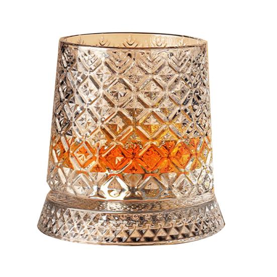 Whiskyglas mit leuchtender Basis 360 Grad drehbarer Whisky Tumbler 260ml Bleifreies Glas Einzigartiges Geschenk für Papa Geburtstag Feiertag