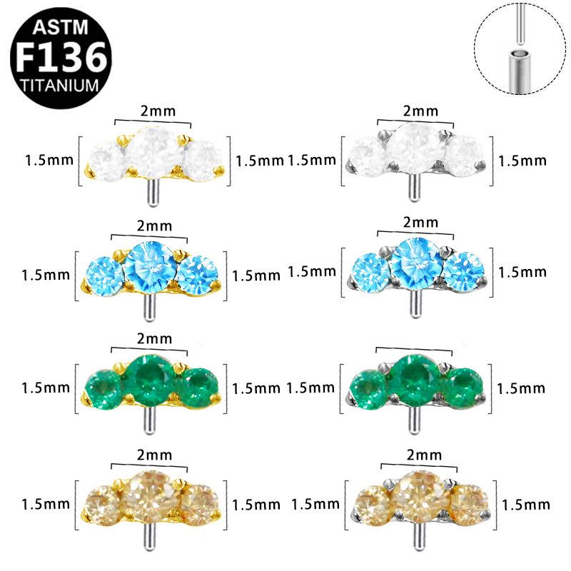 G23 Titanium Alloy Fashionable Medical Grade Piercing Jewelry with Simple Round Zircon Head