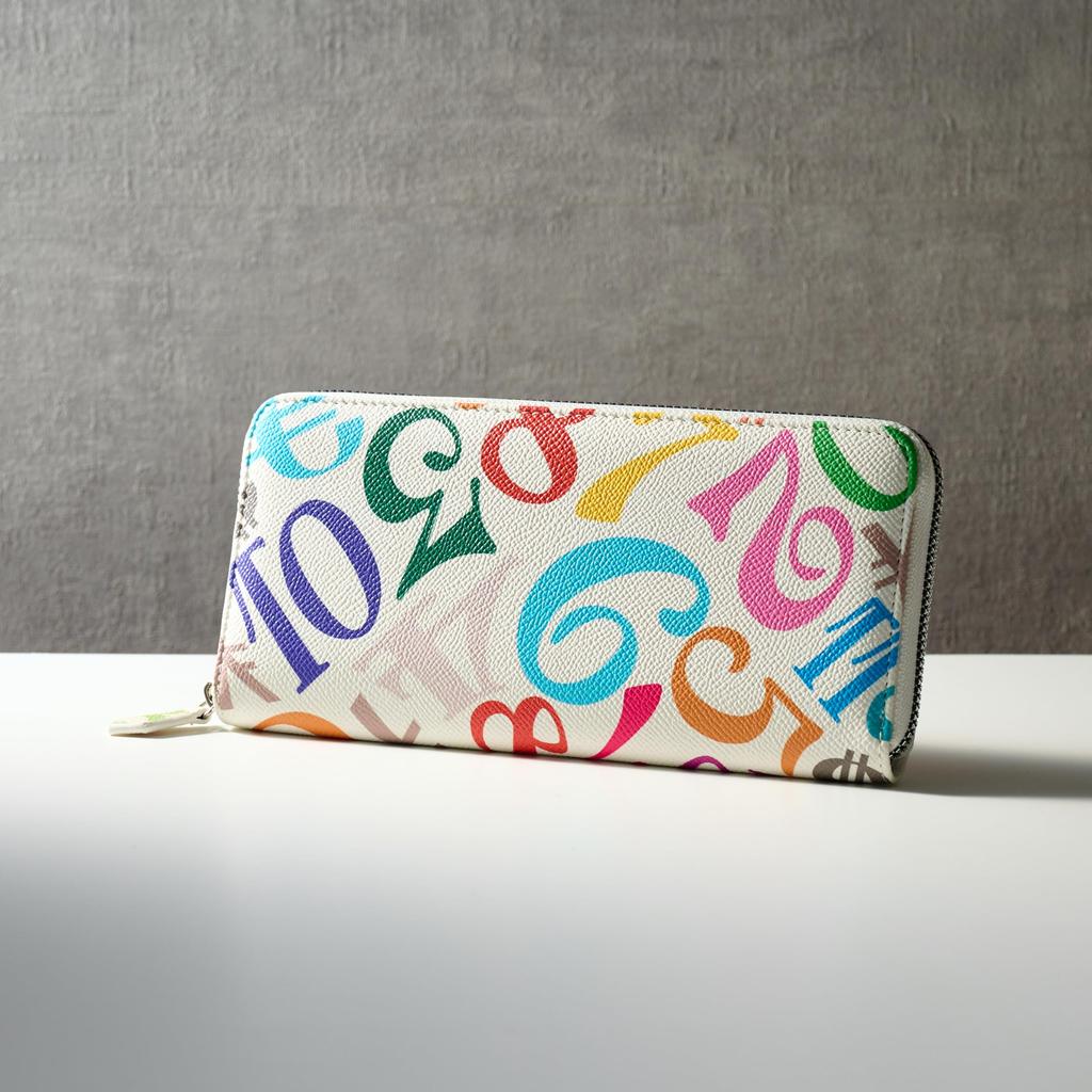 [Frank Miura] Round Zipper Long Wallet for Men and Women - Big Money (Rainbow White)