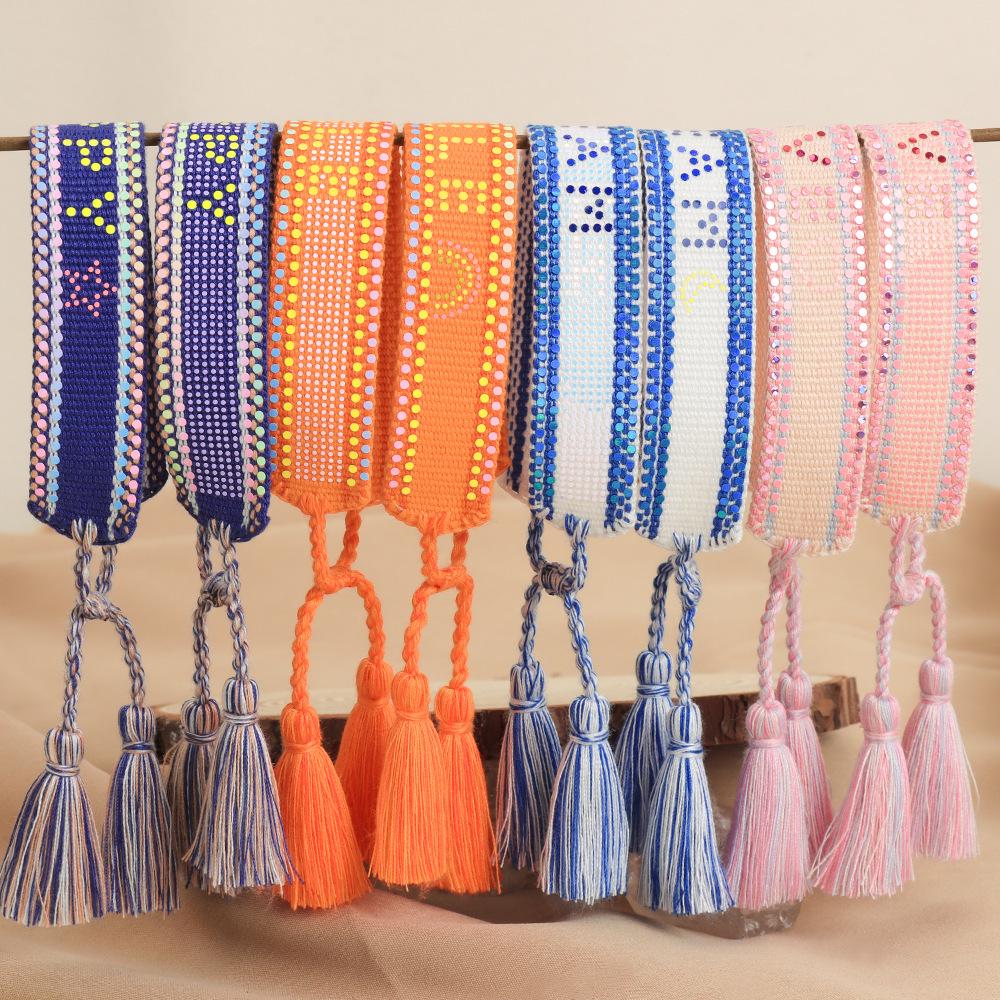 Handmade Gradient Sequin Bracelet with Creative Letter Design for Women