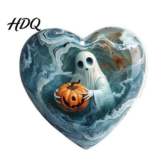 Halloween Keychain Party Favors Ghost Keychain Spooky Pumpkin Keyring Pendant Decorative Car Rearview Mirror Pendants Cute Heart Bag Charm
