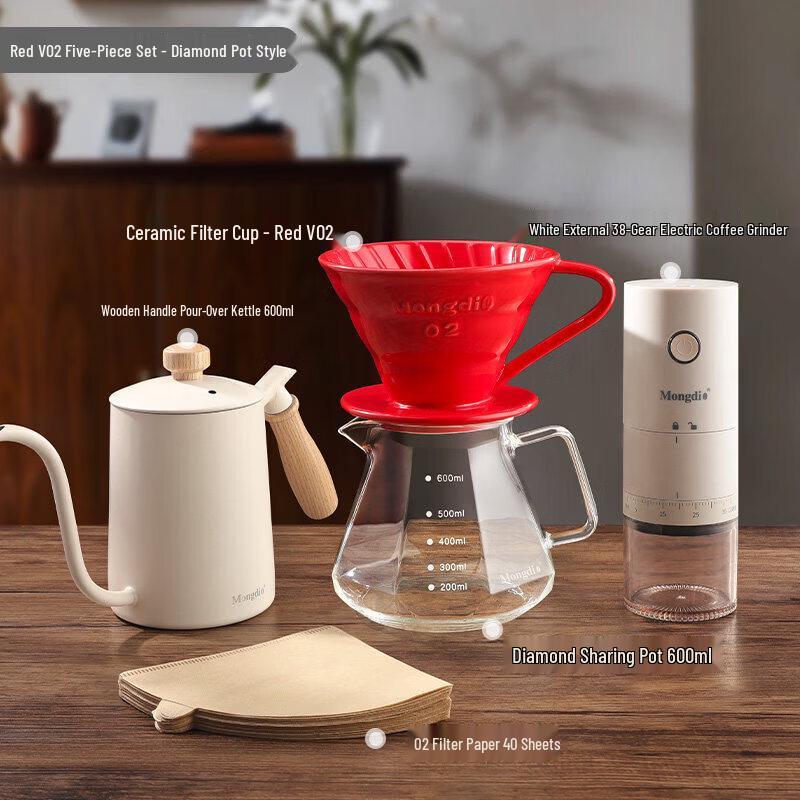 Qiwei V60 Ceramic Pour-Over Coffee Dripper Set