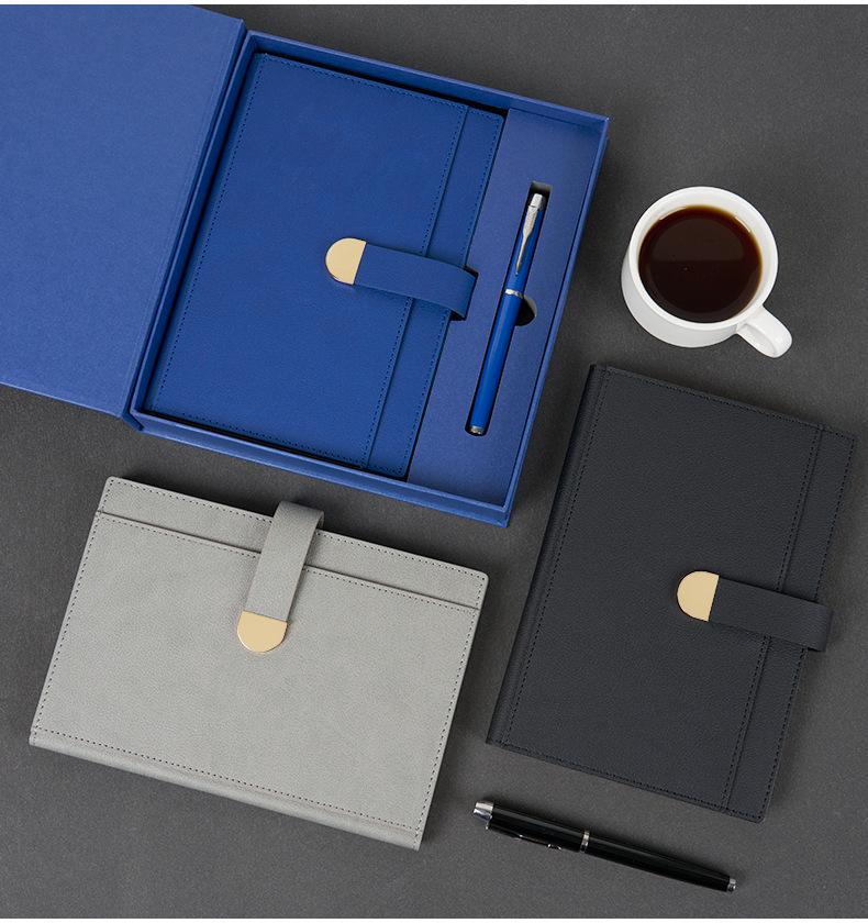 Buckle-Closure Imitation Leather Business Notebook with Logo Printing