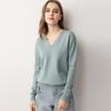Leichter V-Ausschnitt Strickpullover - Damen einfarbiger Pullover für Frühling & Herbst