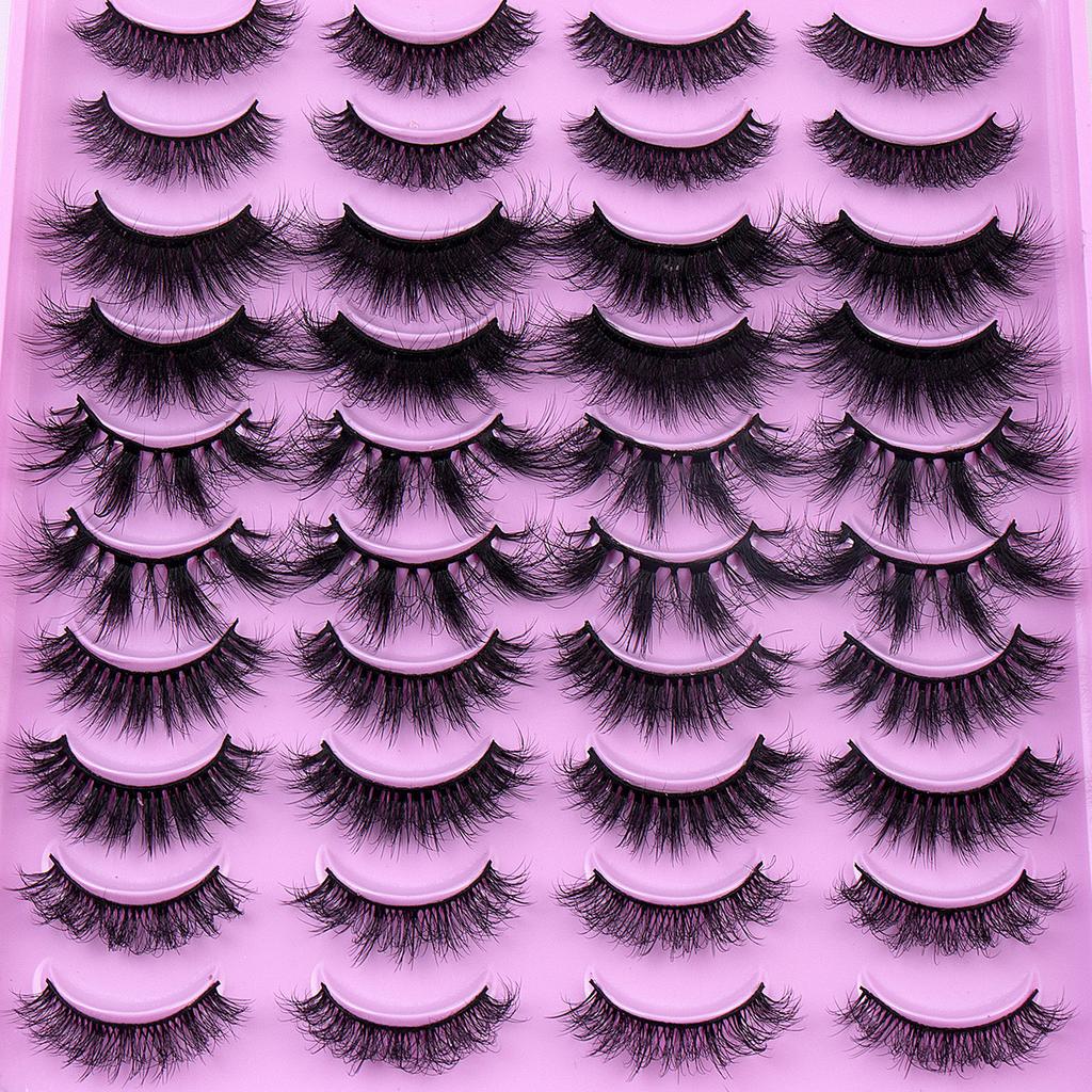 20 Pairs Of Mixed Imitation Mink False Eyelashes Naturally Curled Eyelashes Nude Makeup Thick Eyelashes