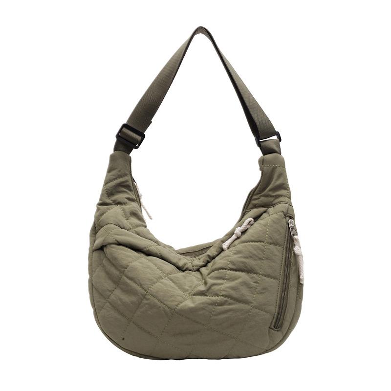 Rhombus dumpling bag autumn and winter new trendy casual large capacity solid color cloth bag light commuter shoulder messenger bag women