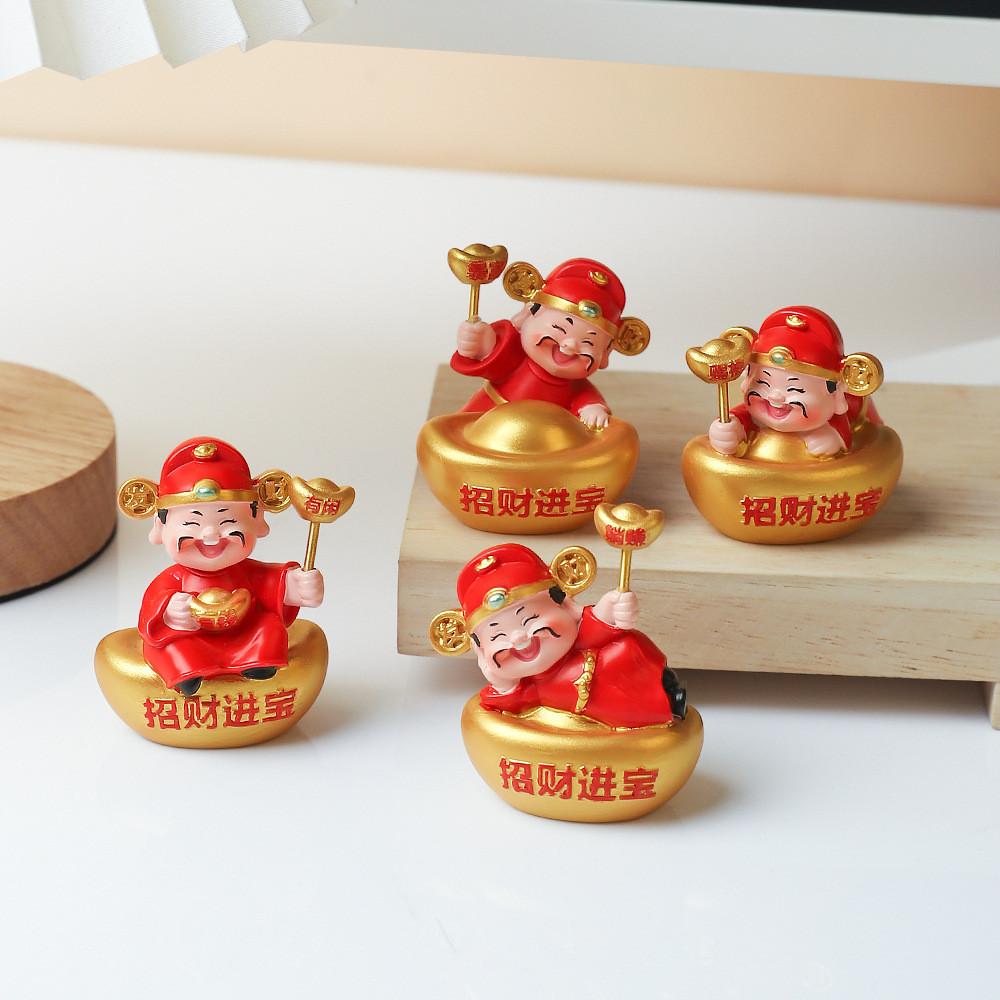 Lucky God Of Wealth Resin Figurine For Home Office Celebration Gift