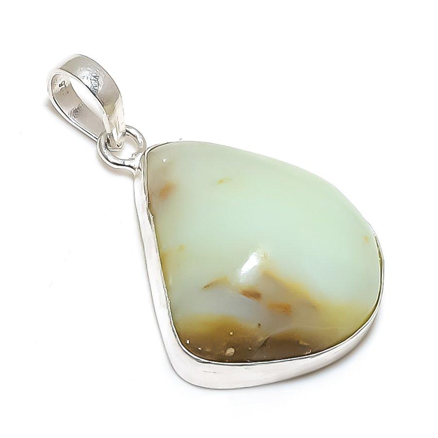 Chrysoprase Gemstone Handmade 925 Steling Silver Jewelry Pendant 1.62" SU-9670