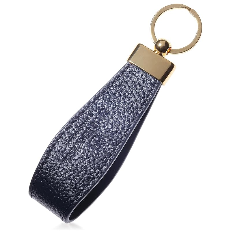 

[BLUE SINCERE] key ring genuine leather ladies strap type key leather key ring key charm key clip small smart key car / KH3 (dark navy)