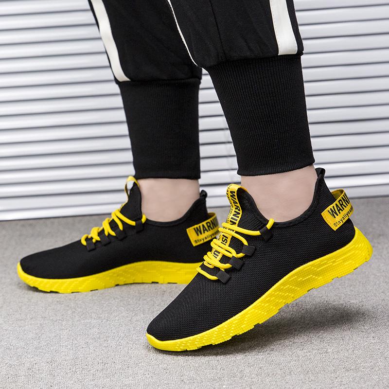 Męskie Lekkie Oddychające Codzienne Buty Sportowe Letnie Nowe Sznurowane Outdoor Antypoślizgowe Miękka Podeszwa Siatkowe Buty do Biegania Męskie Sneakersy