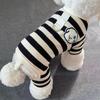 Cute Soft Cotton Striped Dog Jumpsuit Four Legs Anti-Shedding Pet Pajamas Breathable Puppy Clothes Fashion Pet Wear