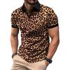 Men's Summer Fashion Leopard Print Casual Short Sleeve T-shirt Men