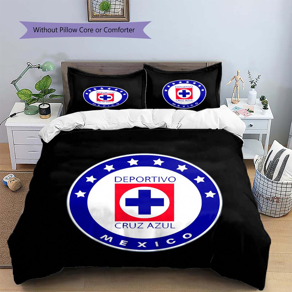 Cruz Azul Pattern Bedding Home Decoration Birthday Gift (1 * duvet cover + 2 * pillowcase, without core)