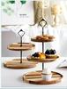 3-Tier Acacia Wood Afternoon Tea Stand with Compote and Dessert Plate for Cake Display, Perfect for Weddings, Birthdays, and Afternoon Tea Parties