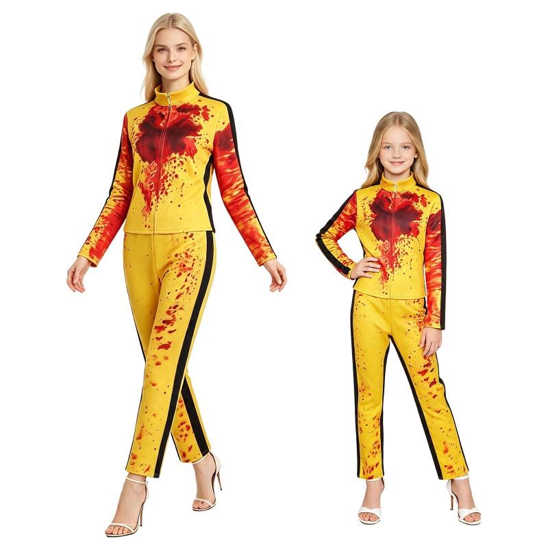 Kill Bill Beatrix Kiddo Cosplay Costume, Women & Kids Yellow Tracksuit Outfit, Halloween Fancy Dress, Multiple‑Styles Available