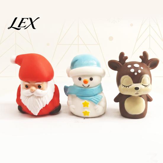 Cute Holiday Decorations for Micro Landscape Christmas Vinyl Figurines, Santa Claus Snowman Reindeer Mini Statue, Desk Ornaments Small Desktop