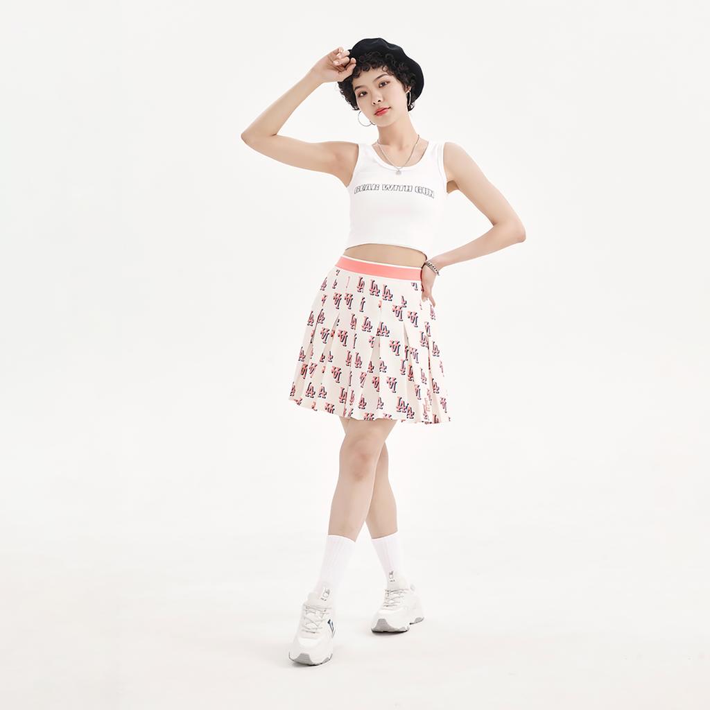 New MLB Los Angeles Dodgers Casual Short Skirts Women's Cream 3FSKM0133-07CRS