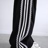 Korean Lace Patchwork Women's Trousers, Side Stripe Webbing Wide-Leg Pants, Casual Baggy Sweatpants, Women's Pants Trend 2026