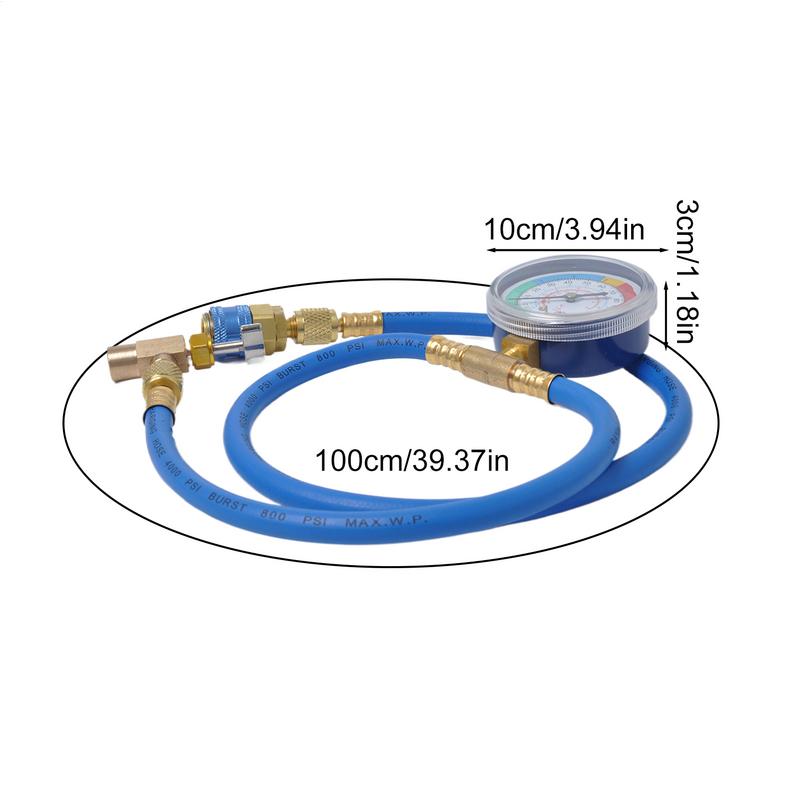 R134A Car AC Air Conditioning Refrigerant Recharge Measuring Hose with Pressure Gauge Pressure Gauge Measuring Kit Reparing Tool