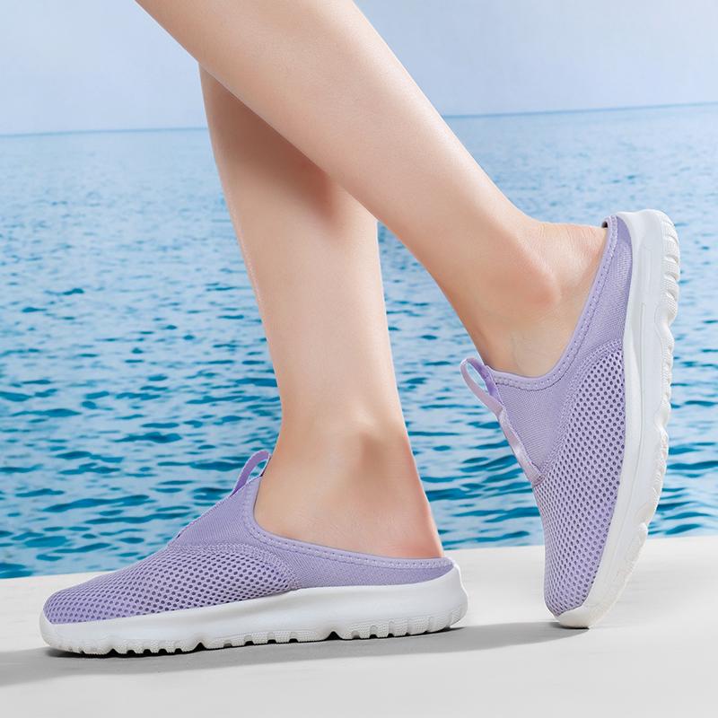 36-46 Unisex Slippers Men's Half Slippers Mesh Meter-breathable Men's Black Mueller Shoes