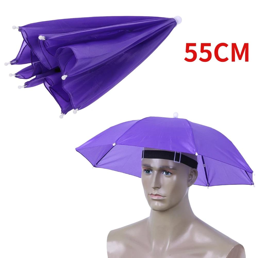 Outdoor Foldable Head Umbrella Hat Anti-Rain Anti-Sun Head-Mounted Headwear Sun Cap for Fishing Golf Cycling Hiking Camping