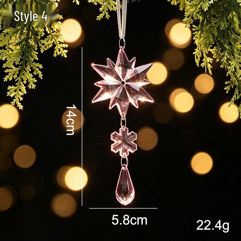 Crystal Clear Acrylic Snowflake and Icicle Christmas Tree Ornaments