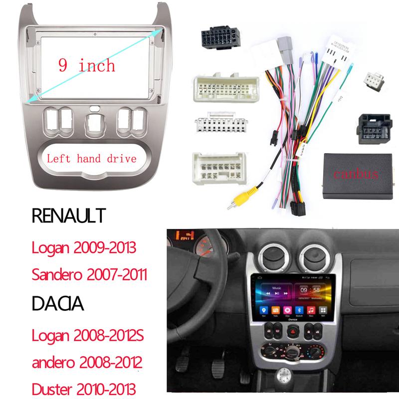 9 Inch Car Frame Fascia Panel Adapter Canbus Box Decoder For Renault Logan 1 Sandero Dacia Duster 2007-2013