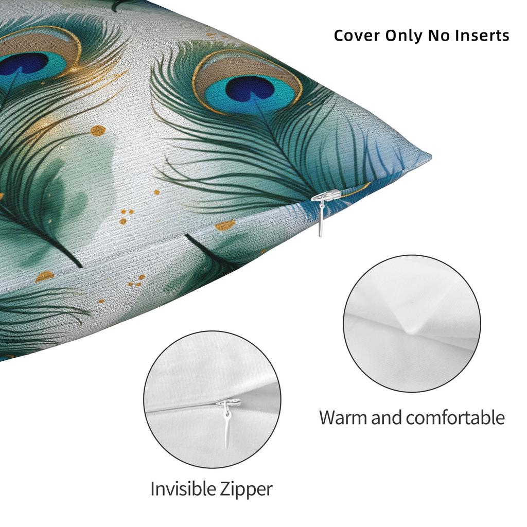 Peacock Feather Printing Pillow Case Fashion Pillow Cover Comfy Pillowcases For Sofa Couch Bed Living Room