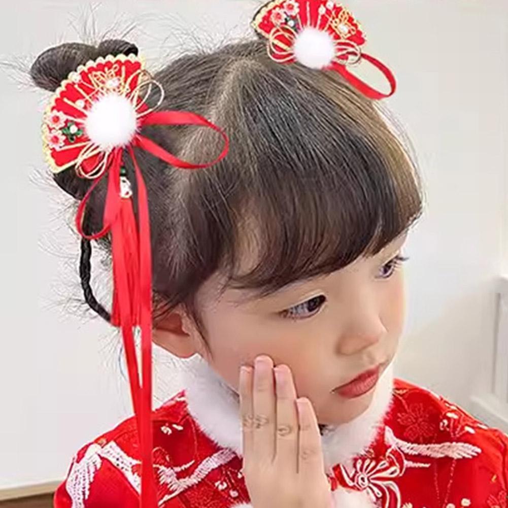 Chinese Style Children's Hair Band Red Bow Hair Clips Hair Pins Year Accessories Hair New Kids G8S8