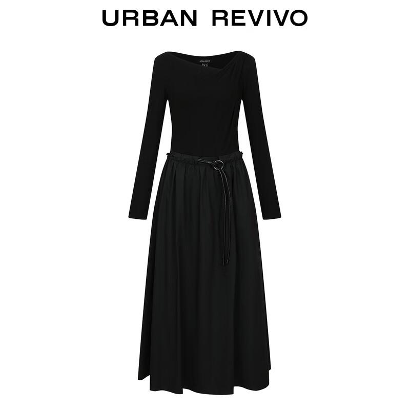 UR Women's French Style Cowl Neck Belted Dress