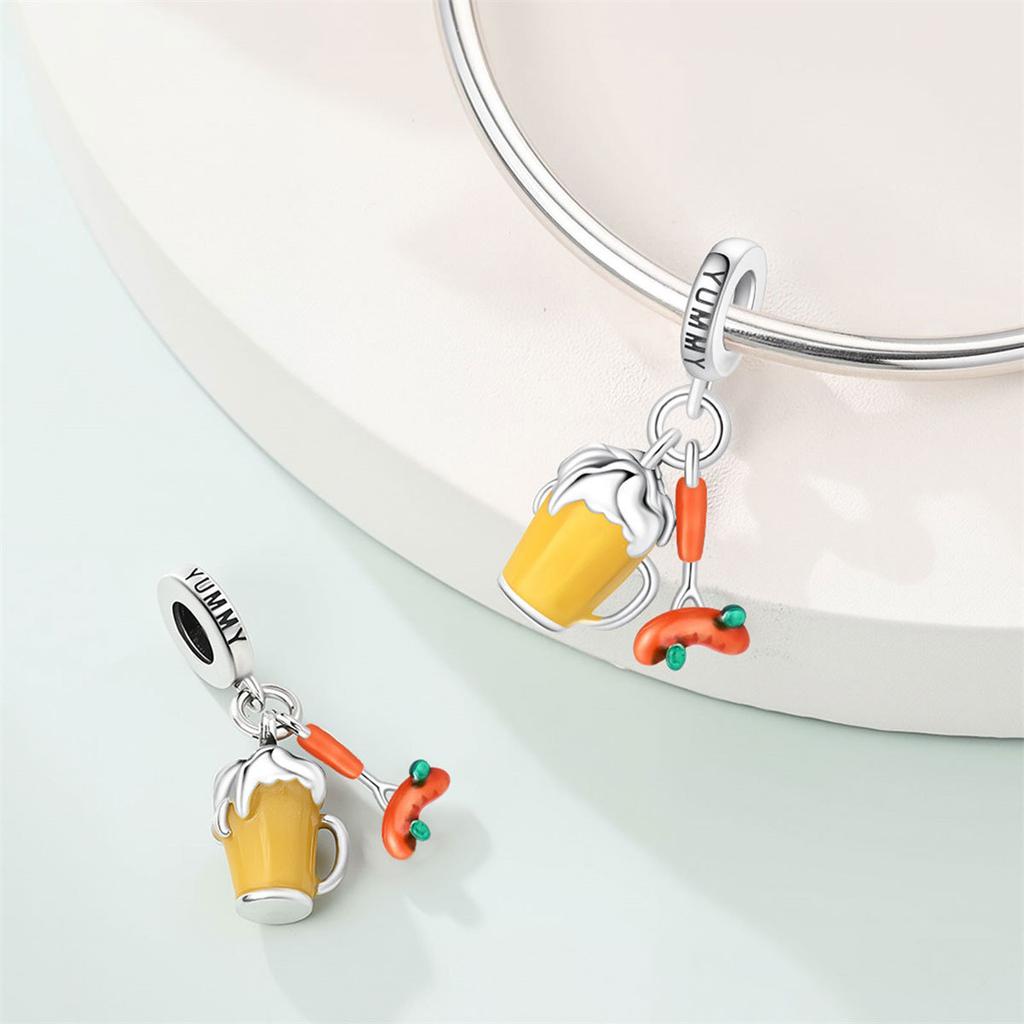 S925 Silver Travel Charm Set With Backpack Camera Strap Bracelet Necklace Jewelry For Vacation Accessories