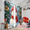 2pcs,2D plane printing Minimalist Curtains Cute Snowman Robin Christmas Winter (2) Polyester Fabric (without rod) Decorations