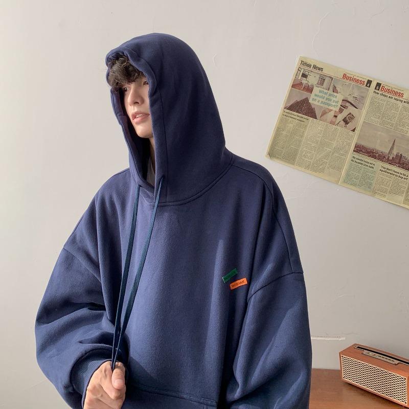 Korean Fashion Cityboy Puulover for Men In Spring and Autumn Stiff and Plush Thick American Jacket Oversized Hooded