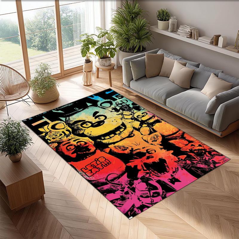 Five Nights at Freddy Printed Crystal Velvet Area Rug, Soft Anti-Slip Water Absorbent Floor Mat for Living Room Bedroom