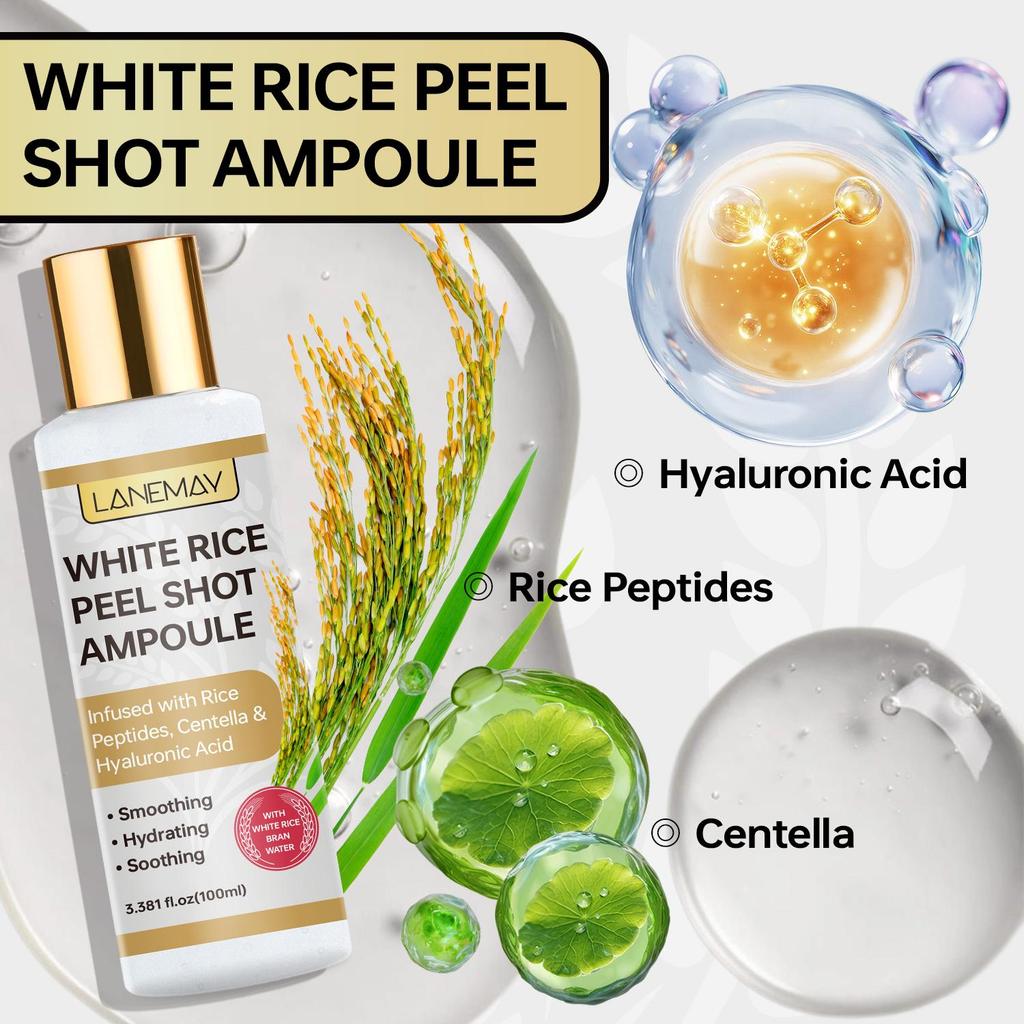 White Rice Peel Shot Ampoule-Deeply Hydrates And Soothes Dry Or Irritated Skin-Strengthens The Skin Brrier For Skin Smoother-100ml