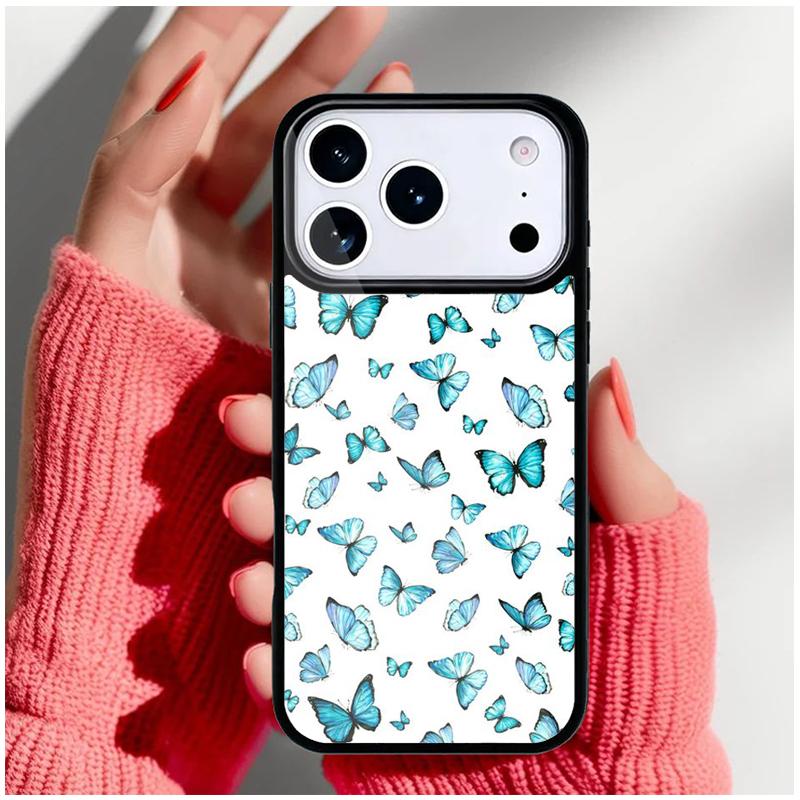 Cute Butterfly Phone Case for iPhone 17 16 15 14 13 Pro Max Back Cover for 12 11 Pro Coque