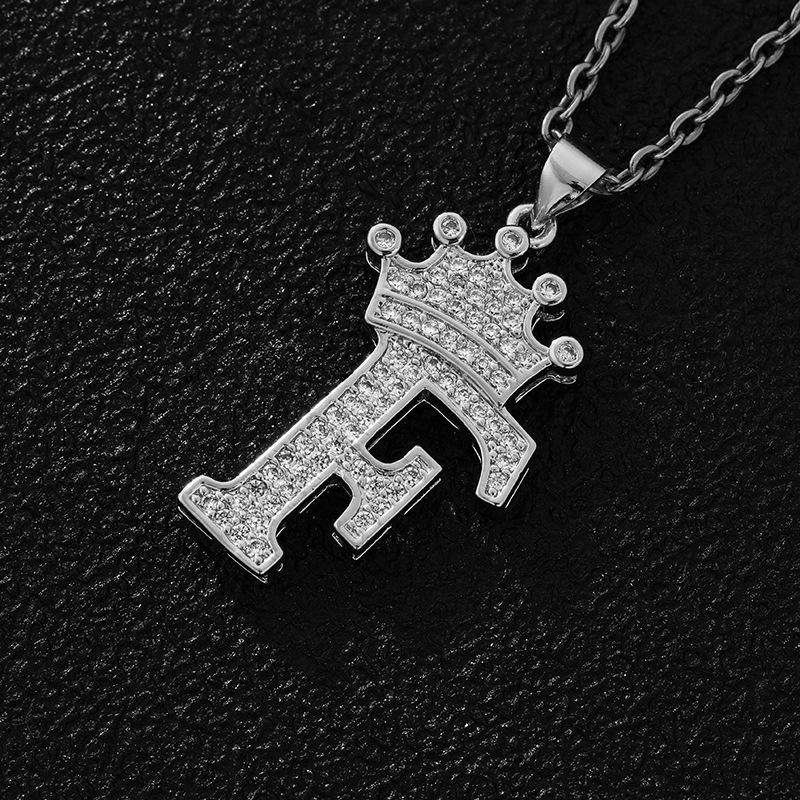 Fashion Luxury A-Z Crown Alphabet Pendant Chain Necklace Punk Style Lucky Initial Name  Best Party Wedding Birthday Gift
