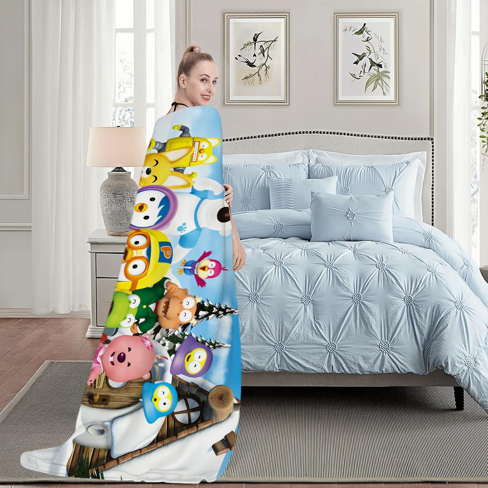 Cartoon Cute P-Pororos-S Penguin Blanket Travel Gift Comfort Warm Soft Plush Suitable For Sofa Living Room Office Bedroom