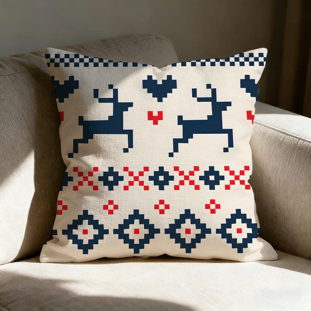 Reindeer Cute Pillow Case Pillowcase, Double-Sided Printed, Sofa Cushion, Bedroom Headboard Pillow
