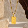 Tarot three-dimensional relief diamond-encrusted flower octagram pendant necklace design titanium steel twist chain necklace