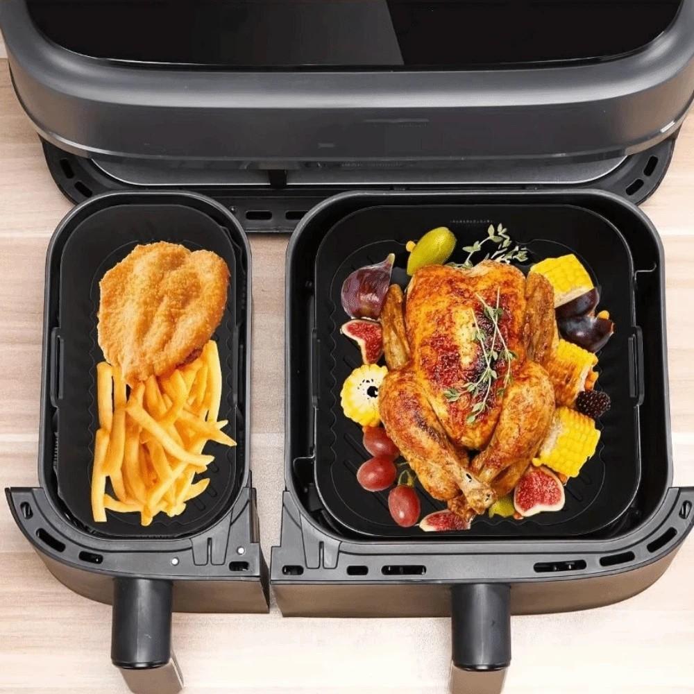 Reusable Dual Basket Baking Tray 6L/3L Air Fryer Silicone Pot Air Fryer Basket  Splash Guard Tool