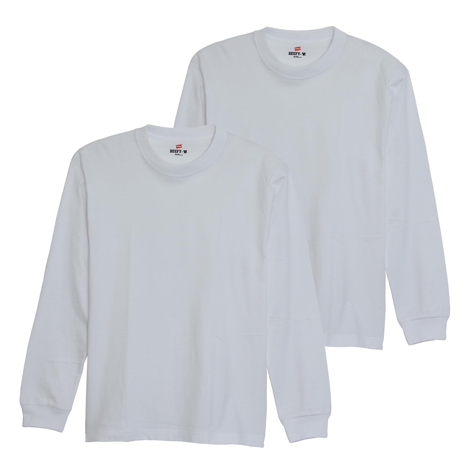 

Hanes Long Sleeve Round Thick Solid Set of BEEFY-T T-Shirt, 100% Cotton, Body, Tagless, Fabric, Color, 2, H5186-2-010-L белый