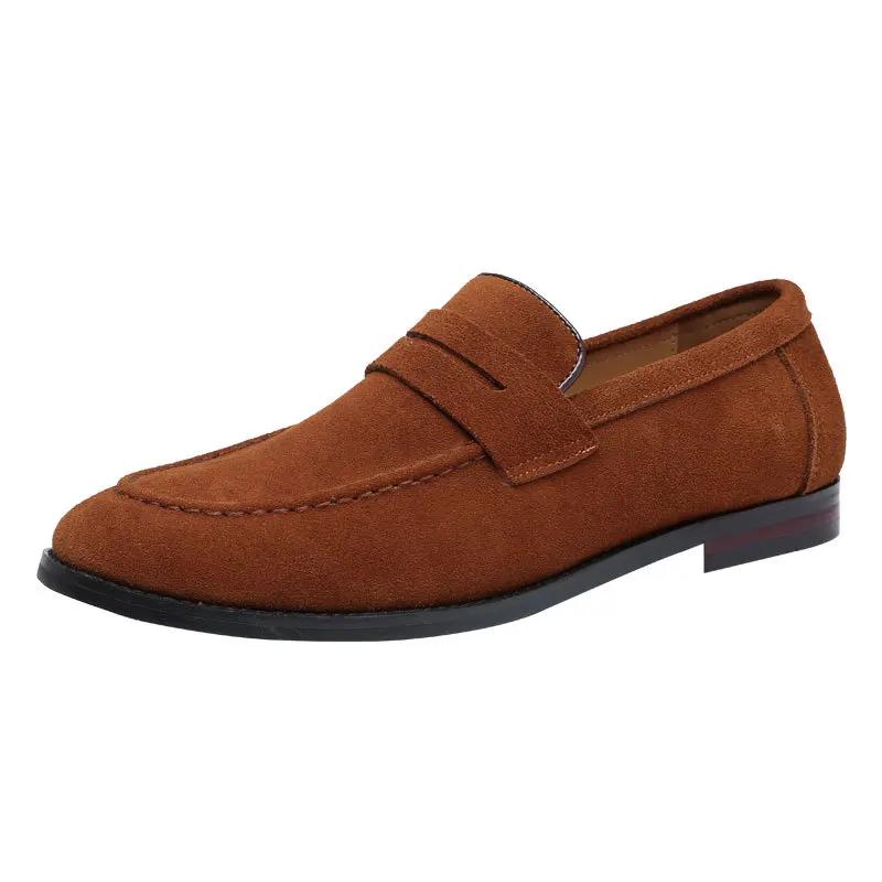 Fashion Men's Casual Shoes Suede Genuine Leather Mens Slip-on Light Comfortable Driving Loafers Men Party Wedding Flat