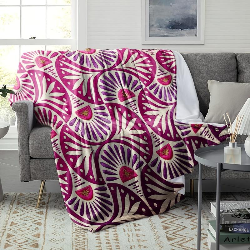 Boho Sun Geometric Flannel Throw Blanket, Retro Sun Abstract Pattern Navy Orange Print Soft Cozy Blanket Sofa Bed Bohemian Home Decor Gift
