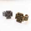 Retro Maltese Cross Adjustable Open Ring For Men Medieval Gothic Punk Edgy Silver-plated Copper  Bikers Accessories Gift
