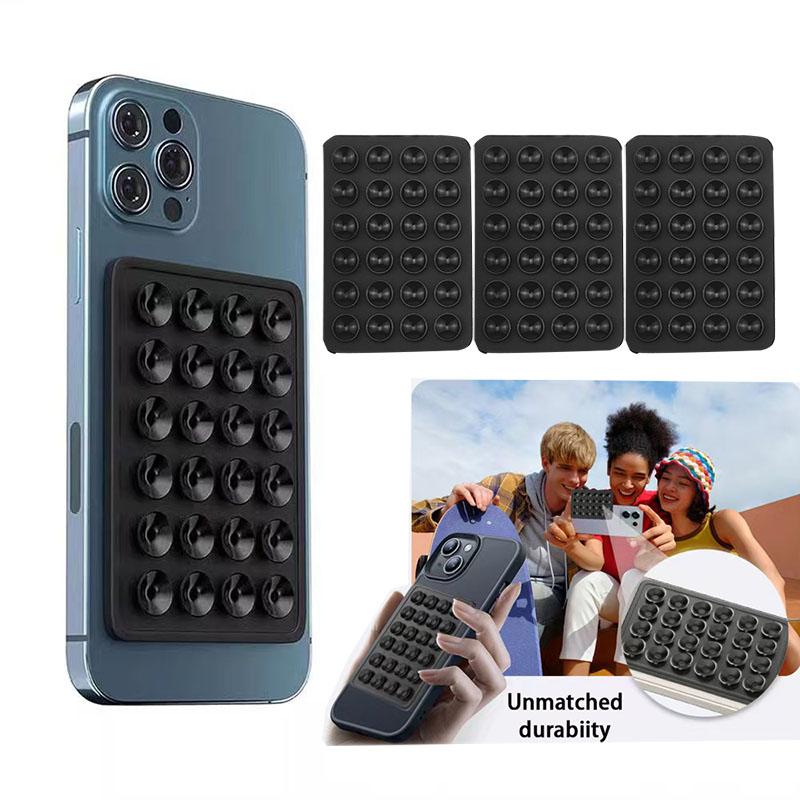 1pcs Multifunctional Mobile Phone Silicone Suction Cup 24 Square Mobile Phone Single-Sided Case AntiSlip Holder Mount Suction