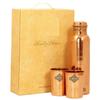 Copper Drinkware Gift Set of Plain Shine Finish Design 1 Bottle & 2 Glass with Gift Box, Gift Item for Diwali, Bottle-750 Ml & Glass-300 Ml