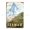 Elveția Astăzi Valais Zermatt Restaurant Montan Blatten Placă Metalică Afiș Club Perete Peșteră Personaj Placă Metalică Afiș